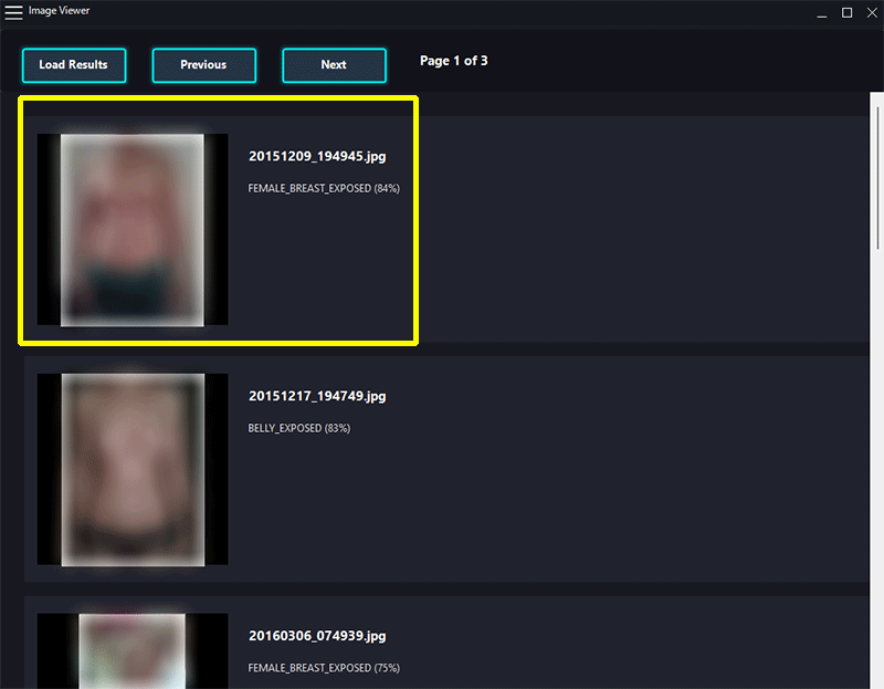 Review detected images in Detectnix Vision